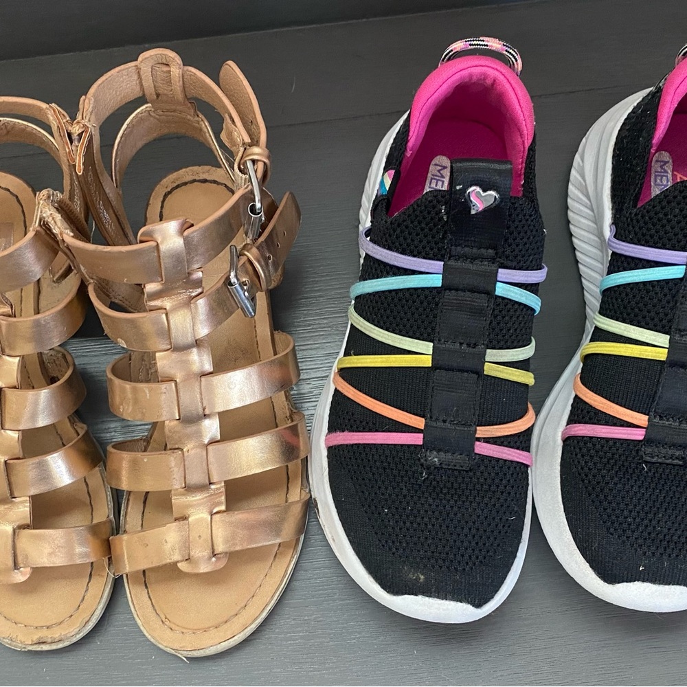 Size 13C gladiator sandals and sketcher tennis shoes